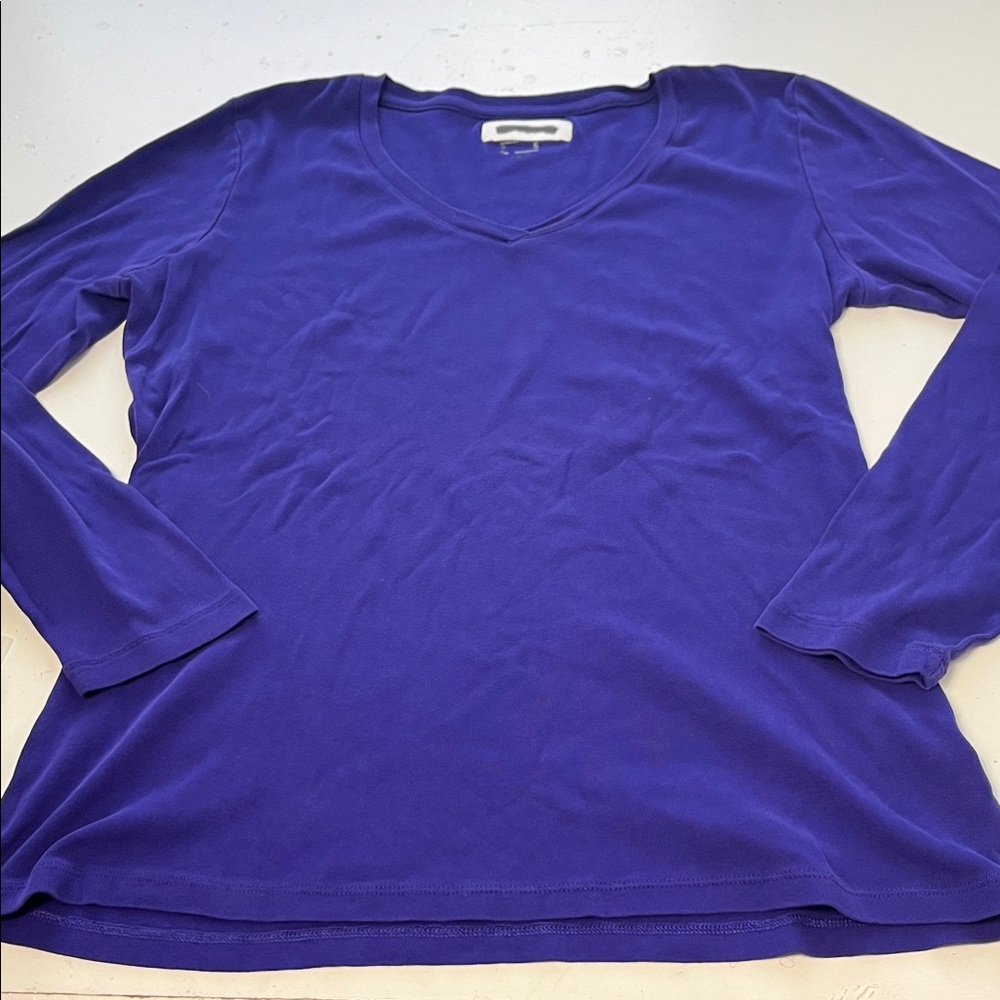 Amazon Basics Medium Purple Long Sleeve Basic V Neck T Shirt